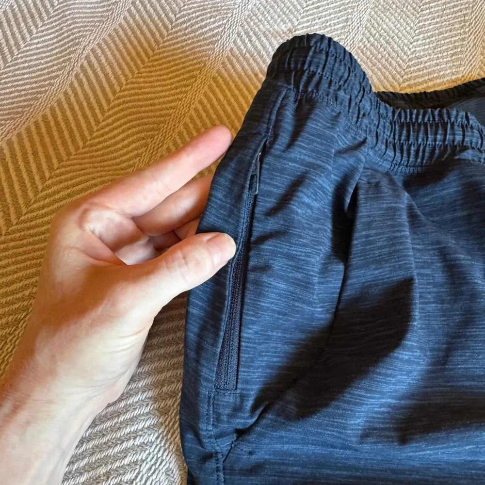 Lululemon Pace Breaker Lined Shorts Mens Large Navy Blue Heathered 7 Inseam